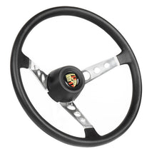 Cargar imagen en el visor de la galería, Volante Porsche 9 agujeros CROMO/NEGRO