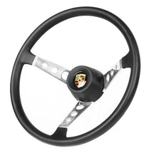 Cargar imagen en el visor de la galería, Volante Porsche 9 agujeros CROMO/NEGRO
